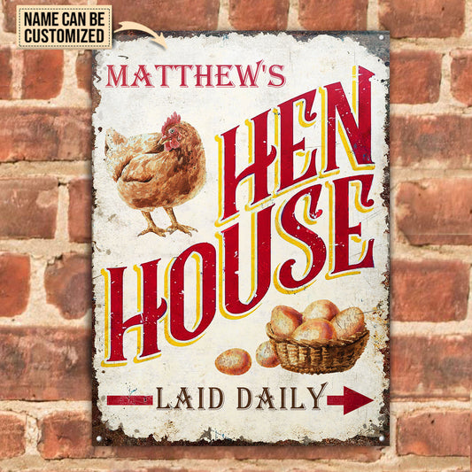 uni Customized Name Hen House Laid Daily All Printed 3D Metal Sign
