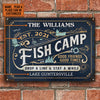 Personalized Fish Camp Drop A Line Customized Classic Metal Signs