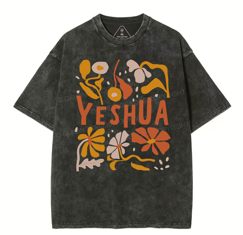 YESHUA With Floral Christian Washed TShirt  