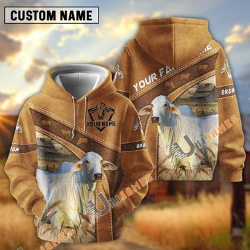 Uni Personalized Name Farm Brahman Cattle Hoodie