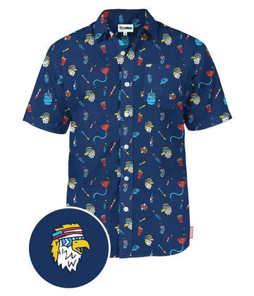 UniJames Men's Epic Eagle Keg Party Button Shirt
