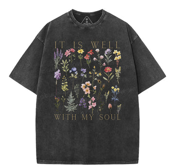 It Is Well With My Soul Christian Washed T-Shirt Sale - GuidingCross
