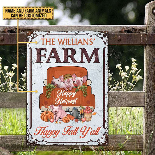 Autumn Farm Happy Harvest Happy Fall, Fall Season, Farmhouse, Outdoor Farm Decor, Custom Classic Metal Signs - Decor from [store] by uni - donkey, farm, goat, Kopy, metal signs, Metal_ Sign, metal_sign, pig, sheep