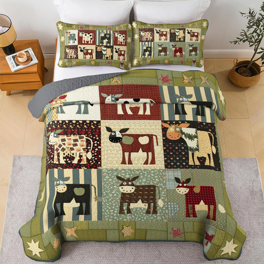 Uni All Season Quilt 3-Piece Set Cow Farm Friends