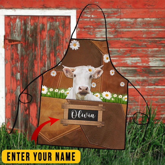 Uni Personalized Name Charolais Cattle All Over Printed 3D Apron