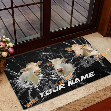 Uni Charolais Broken Glass Custom Name 3D Doormat