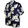 Uni Floral Garden Navy   Aloha Shirt Short Sleeve Shirt Vacation Hawaiian Outdoor Vacation