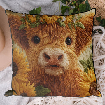 Cute Highland Cow Quilted Pillow Case NCU0TH2895