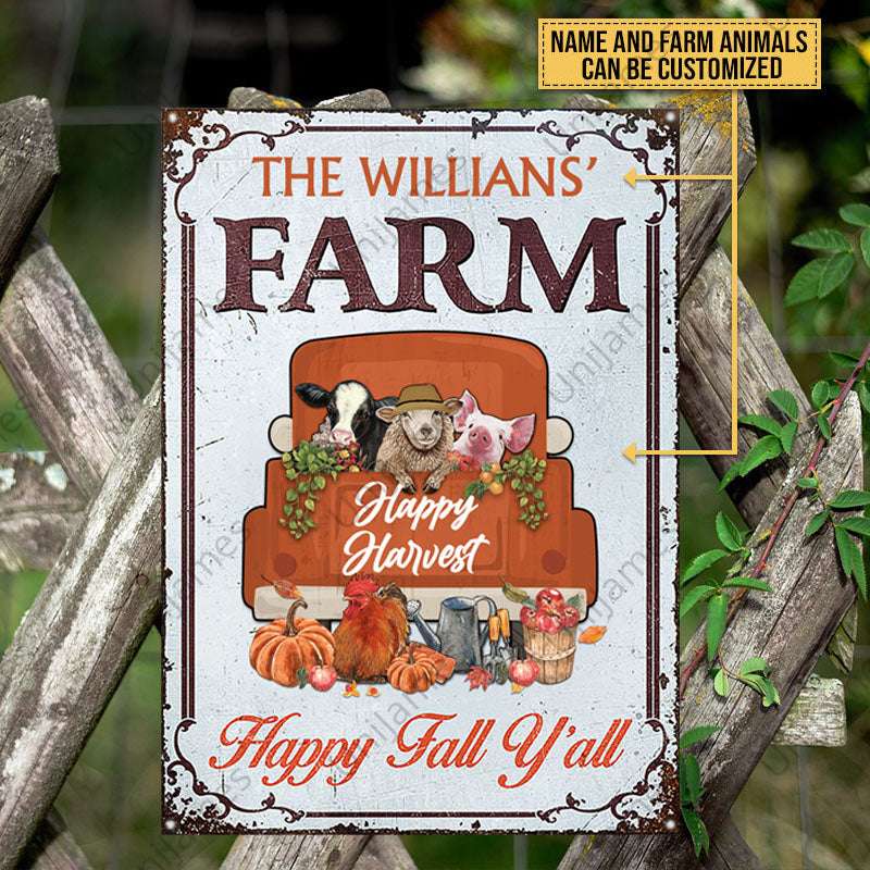 Autumn Farm Happy Harvest Happy Fall, Fall Season, Farmhouse, Outdoor Farm Decor, Custom Classic Metal Signs - Decor from [store] by uni - donkey, farm, goat, Kopy, metal signs, Metal_ Sign, metal_sign, pig, sheep