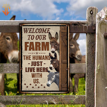 uni Personalized Donkey Welcome to our farm All Printed 3D Metal Sign