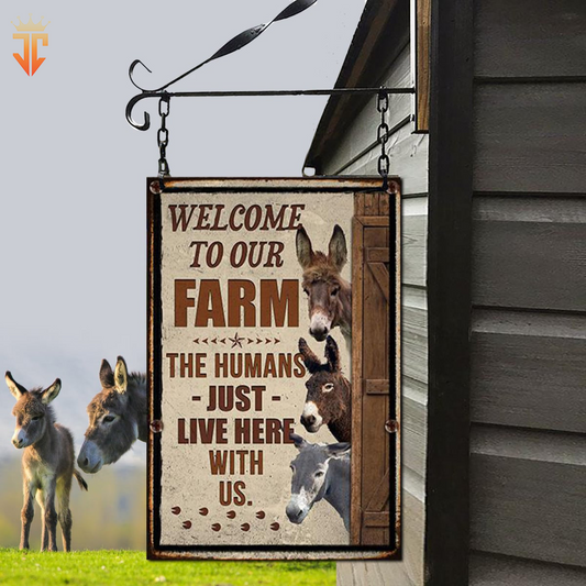 uni Personalized Donkey Welcome to our farm All Printed 3D Metal Sign