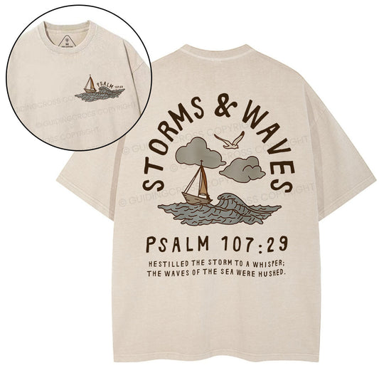 Storms And Waves Chirstian Washed T-Shirt Sale - GuidingCross
