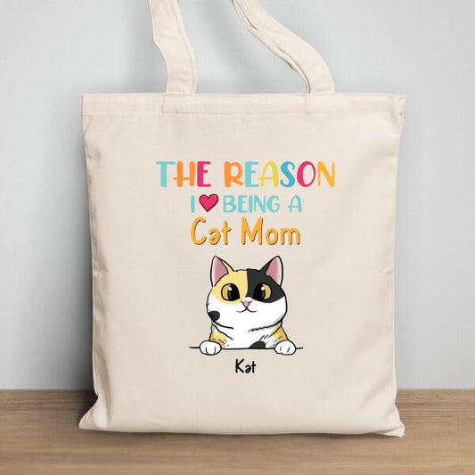 Reasons I Love Being A Cat Mom - Personalized Cat Tote Bag
