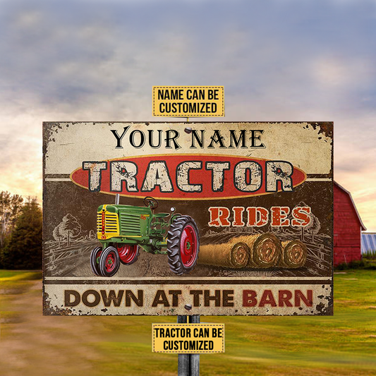uni Customized Name Tractor Rides Down At The Barn All Printed 3D Metal Sign