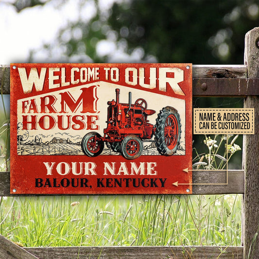 uni Customized Name Tractor Welcome To Our Farm House All Printed 3D Metal Sign