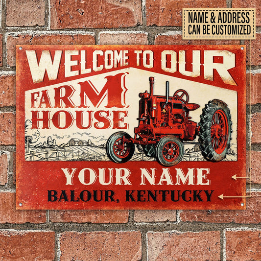 uni Customized Name Tractor Welcome To Our Farm House All Printed 3D Metal Sign