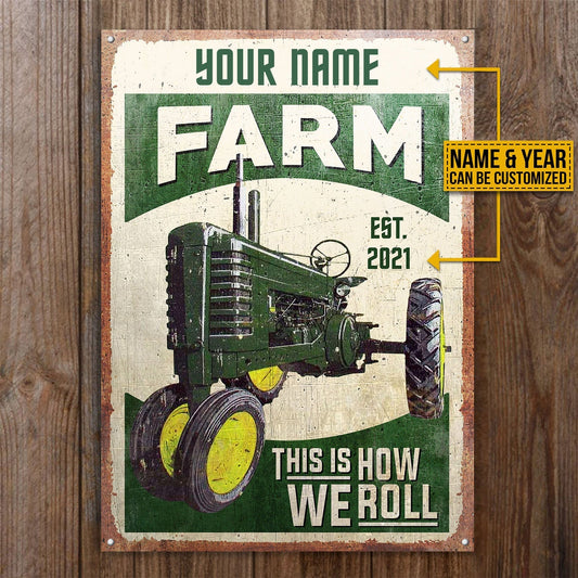 uni Customized Name Tractor Farm Est 2021 This is How We Roll All Printed 3D Metal Sign