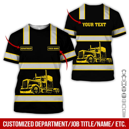 Uni Custom Name and Department Yellow Truck Uniform 3D Hoodie