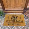 Uni Holstein Life Is Better On The Farm Custom Name Coir Doormat