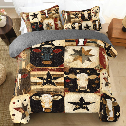 Uni All Season Quilt 3-Piece Set Cow Country Star