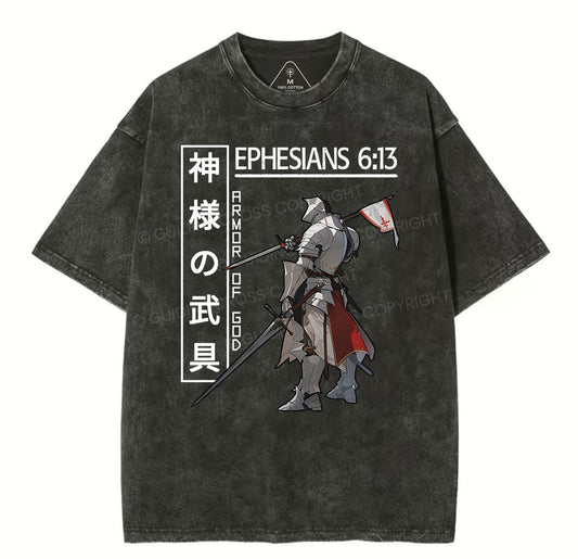 Armor Of God Anime Christian Washed T-Shirt Sale - GuidingCross