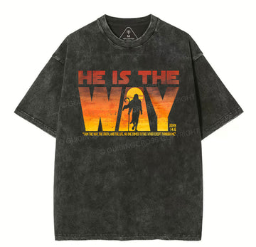 He Is The Way Vintage Washed Christian TShirt  