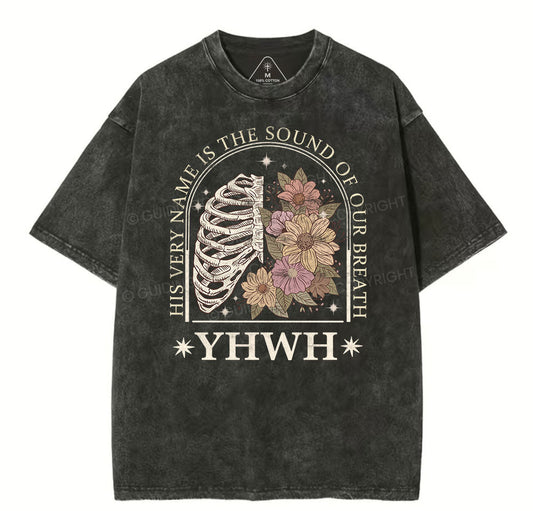 YHWH Boho Floral Lung Christian Washed T-Shirt Sale - GuidingCross