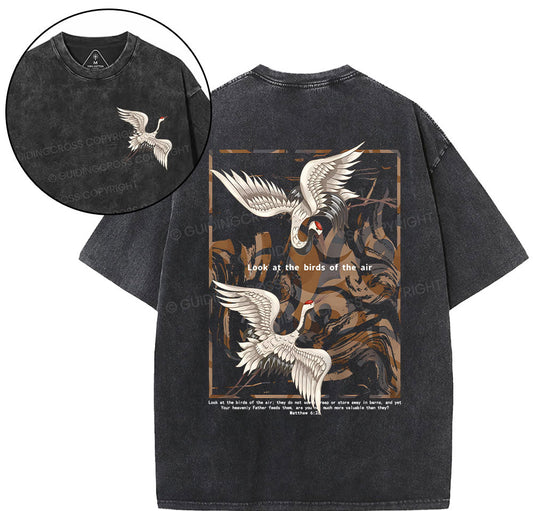 Look At The Birds Of The Air Christian Washed T-Shirt Sale - GuidingCross