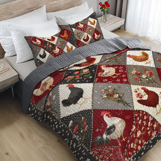 Uni All Season Quilt 3-Piece Set Chicken Beautiful