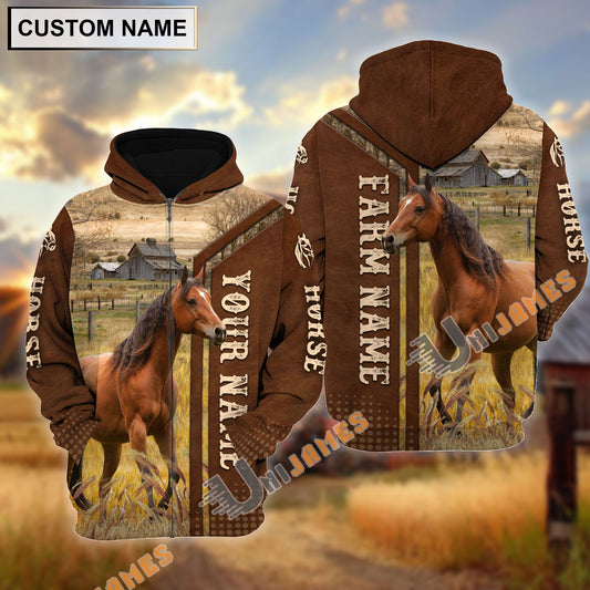 Uni Horse Personalized Name, Farm Name 3D Hoodie
