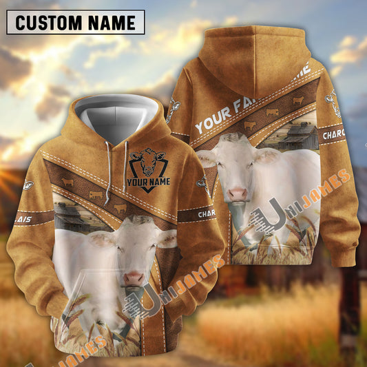 Uni Charolais 3D Customized Name - Farm Name Hoodie