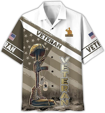 UniJames Hawaii Shirt, Veteran Dog Tag Shirt, for Men Patriotic, Perfect for Summer, All Over Printed Hawaii