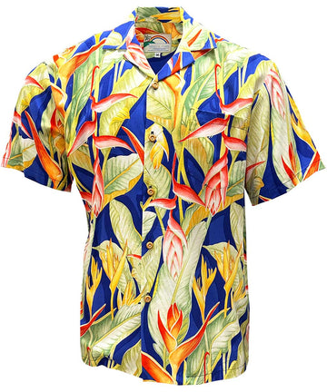 Uni Heliconia Heaven Blue   Aloha Shirt Short Sleeve Shirt Vacation Hawaiian Outdoor Vacation