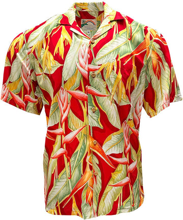 Uni Heliconia Heaven Red   Aloha Shirt Short Sleeve Shirt Vacation Hawaiian Outdoor Vacation