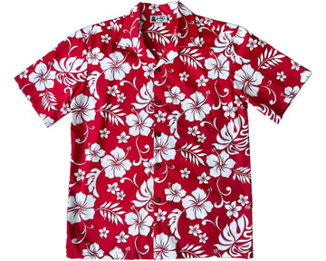 Uni Hibiscus Party Red Hawaiian Shirt Aloha Shirt Short Sleeve Shirt Vacation Hawaiian Outdoor Vacation Hawaiian Shirt