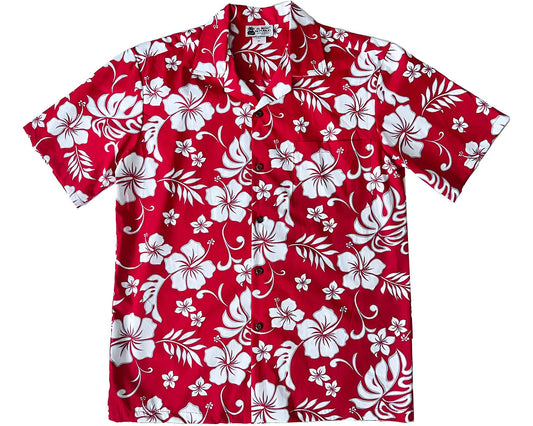 Uni Hibiscus Party Red Hawaiian Shirt Aloha Shirt Short Sleeve Shirt Vacation Hawaiian Outdoor Vacation Hawaiian Shirt