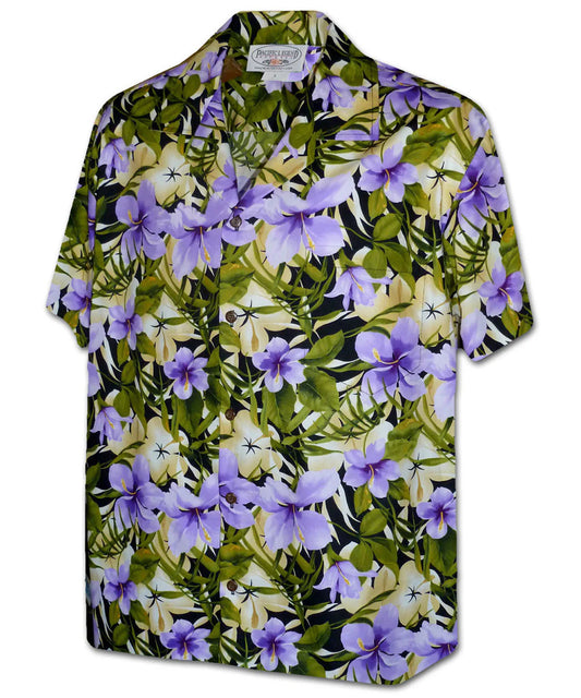 Uni Hibiscus Rainforest Purple   Aloha Shirt Short Sleeve Shirt Vacation Hawaiian Outdoor Vacation