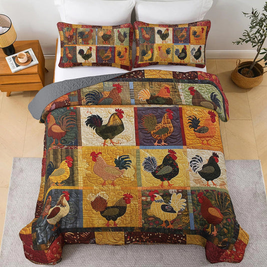 Uni All Season Quilt 3-Piece Set Country Farm Chicken