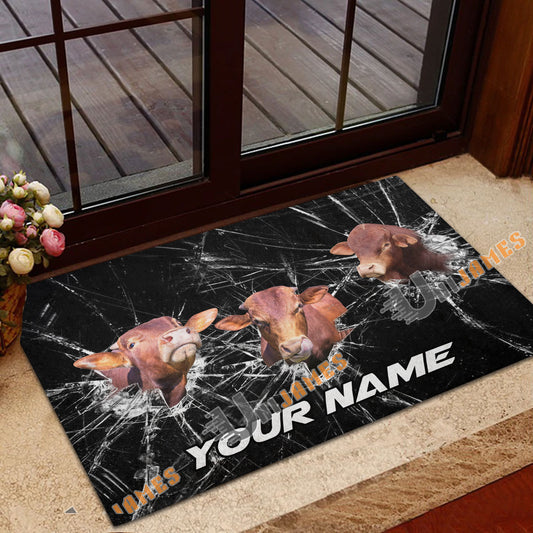 Uni Beefmaster Broken Glass Custom Name 3D Doormat