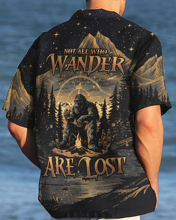 UNIJAMES NOT ALL WHO WANDER ARE LOST BIGFOOT COMPASS HAWAIIAN SHIRT