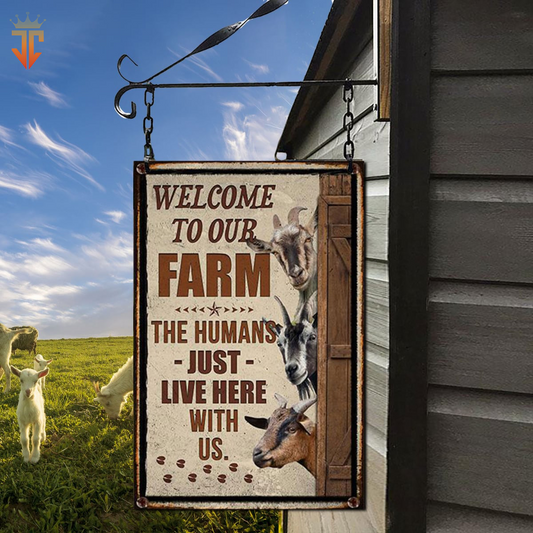 uni Personalized Goat Welcome to our farm All Printed 3D Metal Sign