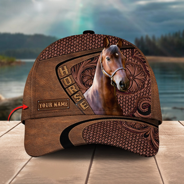 Uni Morga Horse Carving Leather Pattern Personalized Name Cap