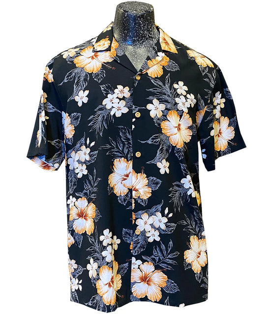 Uni Hibiscus Resort Black Hawaiian Shirt Aloha Shirt Short Sleeve Shirt Vacation Hawaiian Outdoor Vacation Hawaiian Shirt