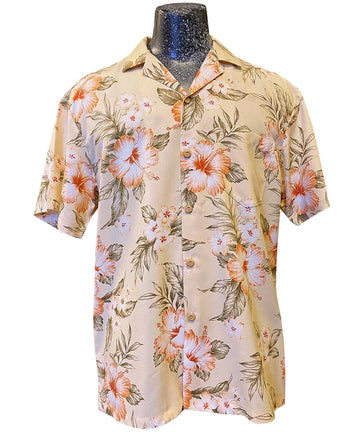 Uni Hibiscus Resort Peach   Aloha Shirt Short Sleeve Shirt Vacation Hawaiian Outdoor Vacation