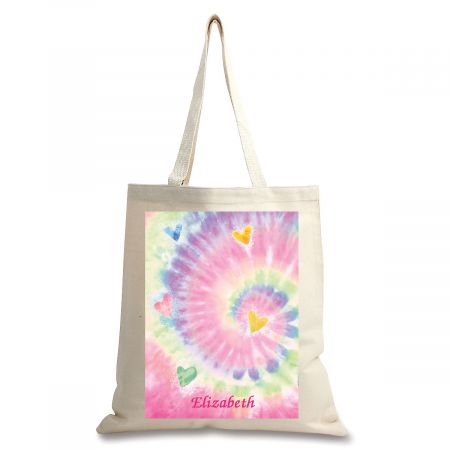 Pastel Tie Dye Personalized Canvas Tote