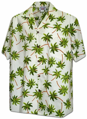 Uni Hurricane Palms Ivory Hawaiian Shirt Aloha Shirt Short Sleeve Shirt Vacation Hawaiian Outdoor Vacation Hawaiian Shirt