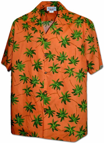 Uni Hurricane Palms Orange Hawaiian Shirt Aloha Shirt Short Sleeve Shirt Vacation Hawaiian Outdoor Vacation Hawaiian Shirt
