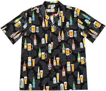 Uni Island Beers Black Hawaiian Shirt Aloha Shirt Short Sleeve Shirt Vacation Hawaiian Outdoor Vacation Hawaiian Shirt