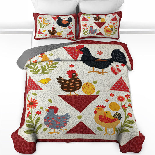 Uni All Season Quilt 3-Piece Set Chicken Mom