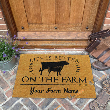 Uni Jersey Life Is Better On The Farm Custom Name Coir Doormat